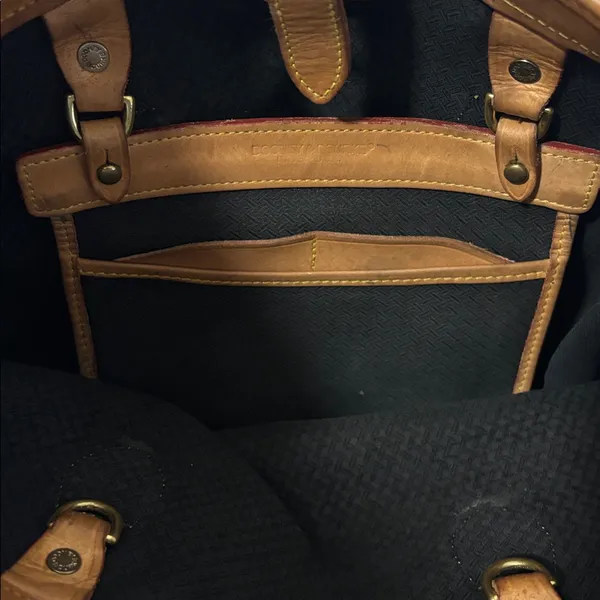 Dooney & Bourke Cabriolet Bucket Shoulder Bag Black w/ Brown Leather Trim - Image 8