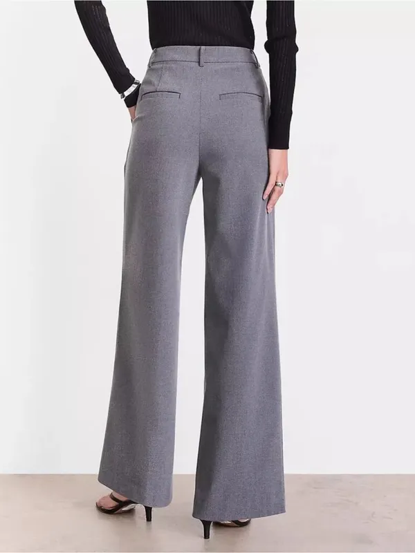NWT LOFT Versa Seasonless Stretch Double Pleat Wide Leg Pants Heather Gray Sz 14 - Image 2