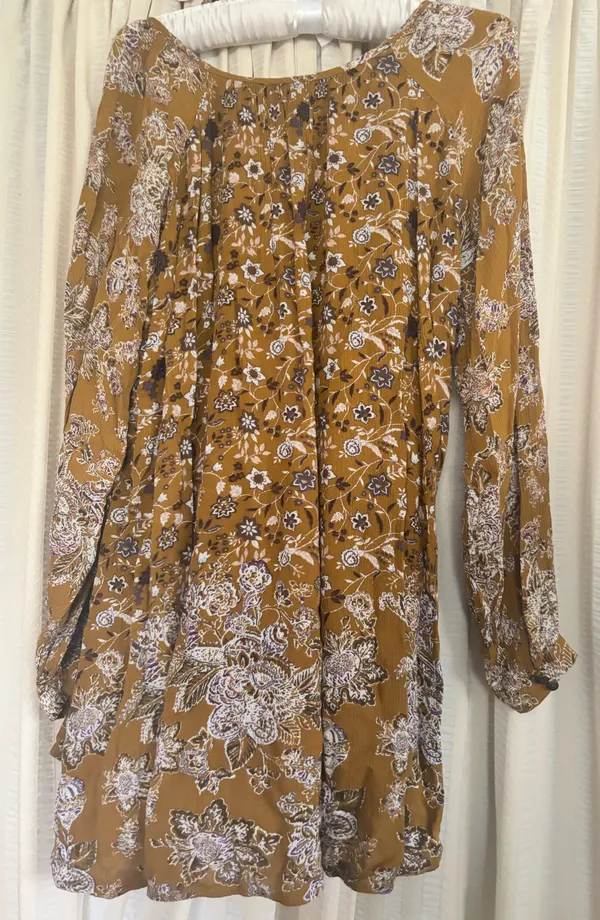 Free People Mustad Yellow Long Sleeve floral dress - Image 2