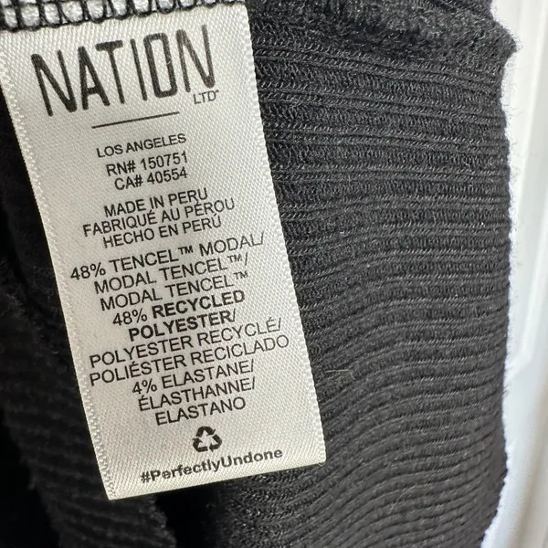 Nation LTD Top Womens Medium Black Ribbed‎ Scoop Neck Long Sleeve Tencel Blend - Image 3