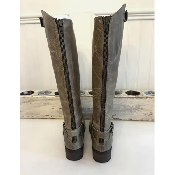 Source Unknown Charles David Boots Womens Size‎ 7.5 Taupe Leather Riding Knee High Made Italy - Image 4