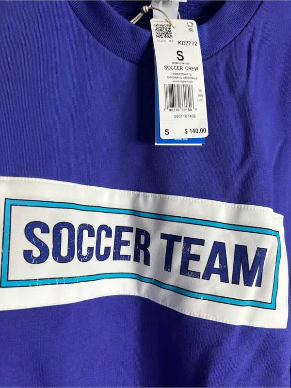 Adidas Soccer Teams Color Block Blue Crewneck Sweatshirt Oversized Womens Small - Image 5