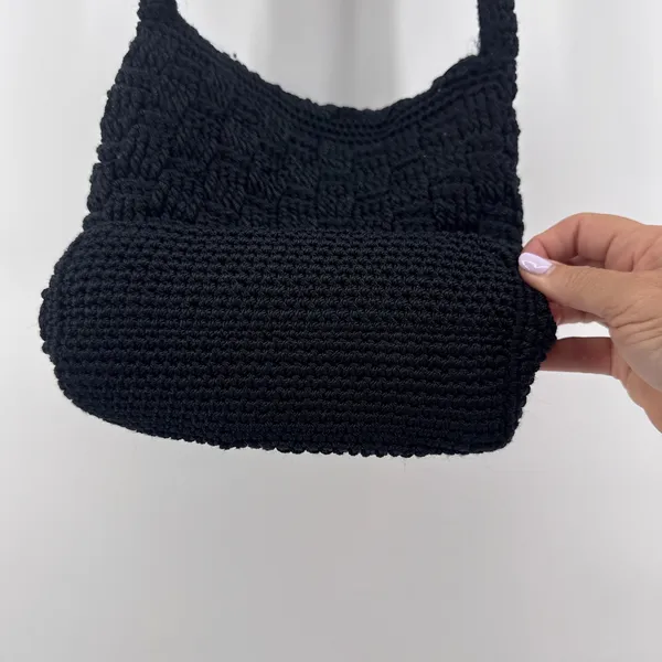 The Sak Black Crochet Hobo Bag Shoulder Bag Handbag‎ Casual Purse 10x9 - Image 4
