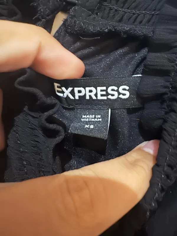 Express Tiered Black Ruffle Dress Mini mock neck - Image 2