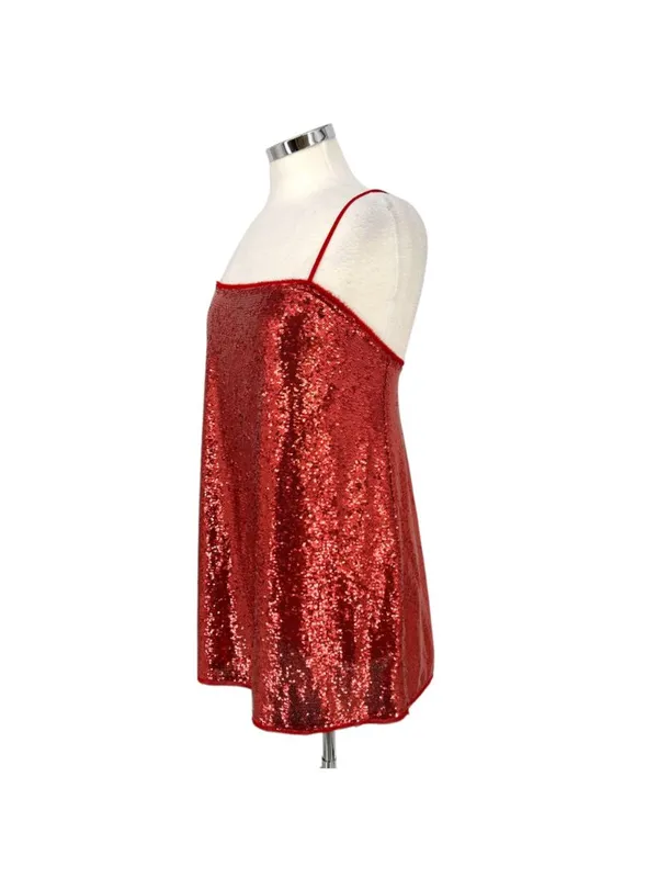 Free People Intimately Time To Shine Glam Red Sequin Mini Slip Dress Size Small - Image 5