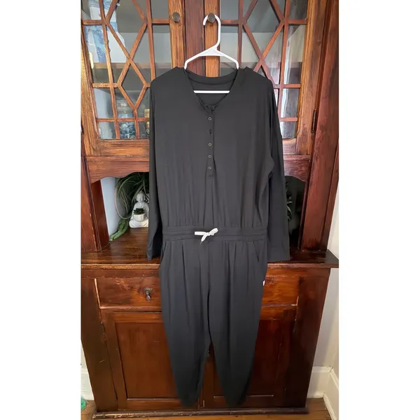 Vuori Womens Performance Henley Jumper Black VW478 Long Sleeve Jumpsuit‎ L - Image 2