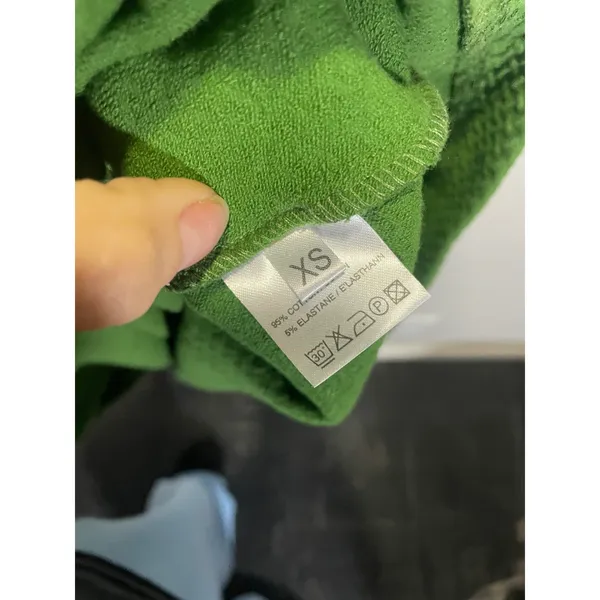 Ganni Textured‎ Mini Dress Womens XS Green Short Sleeve Pleated Fit Flare Scandi - Image 5