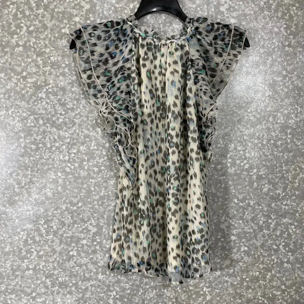 Ann Taylor LOFT Women's Indie Boho Leopard Print Top - Size Medium - Metallic - Image 6