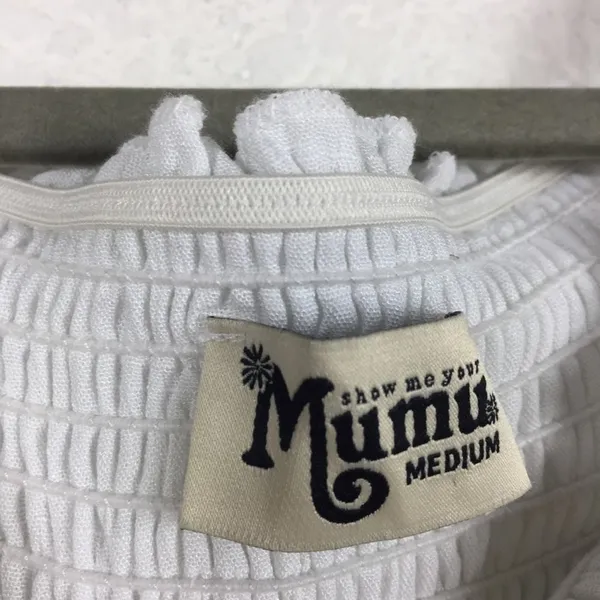 Show Me Your MuMu Dolly Smocked White Mini Dress Medium - Image 6