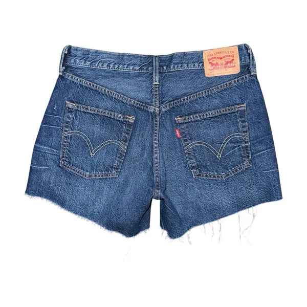 Levi’s 501 Cutoff Denim Jean Shorts Women’s 28 Button Fly Raw Hem Frayed Split - Image 2