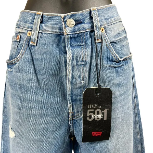 Levi’s 501 Button Fly High Rise Skinny Leg Jeans - Image 4