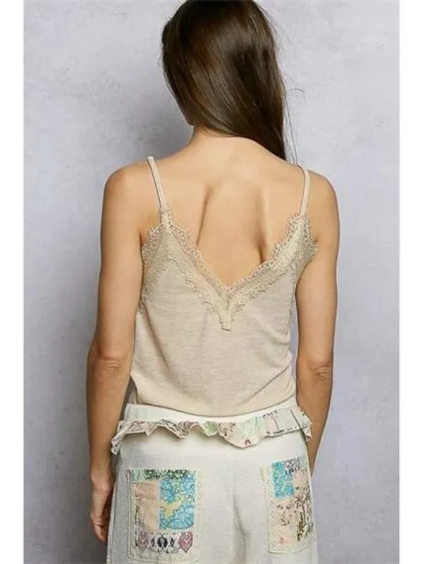 POL Lace Detail‎ V-Neck Ribbed Cami - Image 4