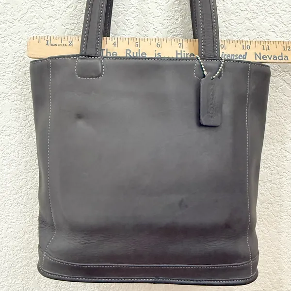 Vintage COACH 9305 Gray Glove-Tanned Leather Bleecker Bucket Shoulder Tote Bag - Image 10