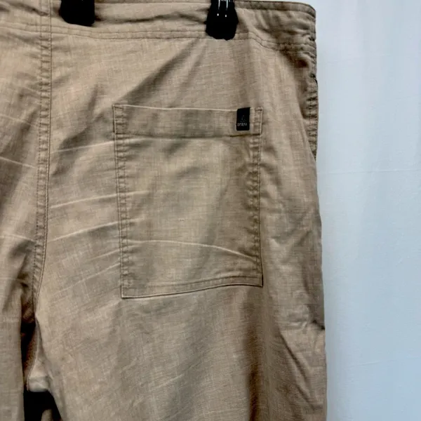 Prana Breathe Women's Drawstring Pants L Tan Lightweight Hemp Blend Wide Leg - Image 8