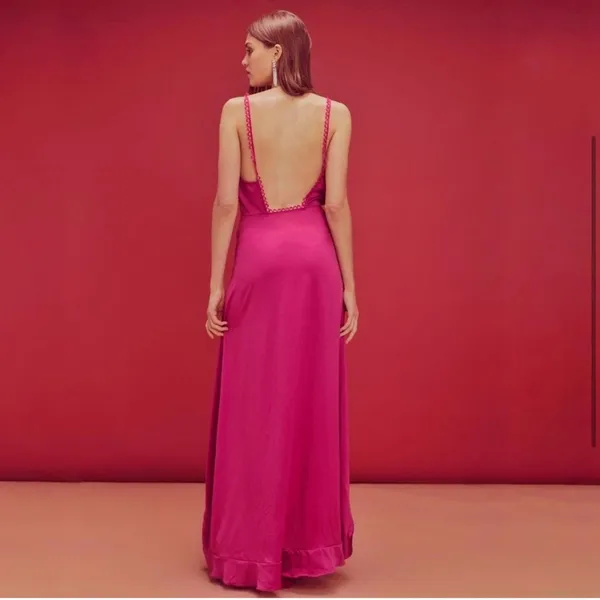 For Love & Lemons Isabella Ruffled Maxi‎ Dress in Fuchsia Size M - Image 3