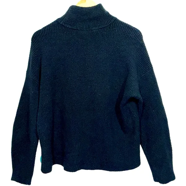 Abercrombie & Fitch Black Ribbed Knit Pullover Mock Neck Turtleneck Sweater Sz M - Image 2
