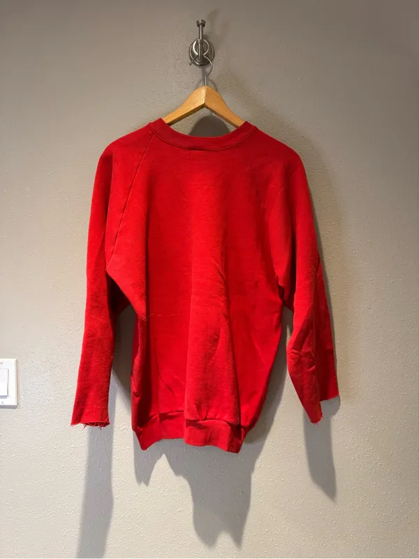 Vintage Nebraska Power Football Red Raglan Sweatshirt - Medium - Image 4