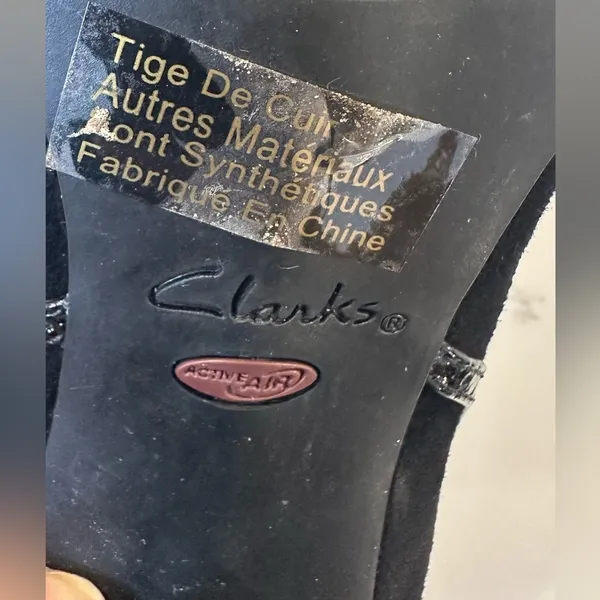 Clarks Artisan Black Suede and Patent Leather Heeled Shoes Classic Size 8 - Image 12