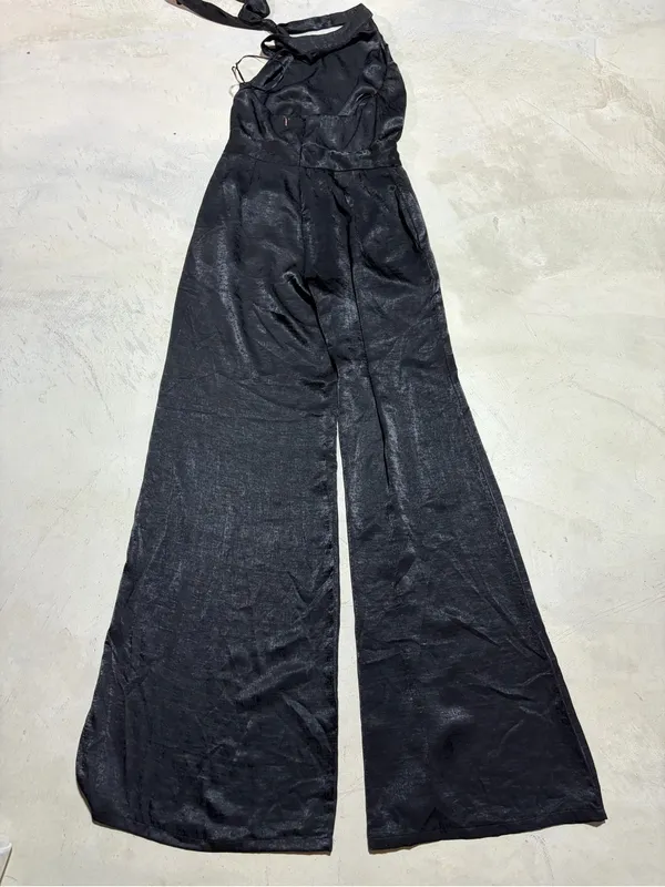 Misa Los Angeles Xandra Black Halter Wide-Leg Jumpsuit large - Image 7