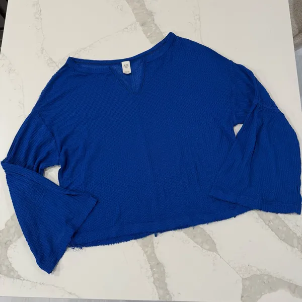 Free People We The Free Dahlia Thermal Waffle Knit Bell Sleeve Top Women’s Small - Image 5
