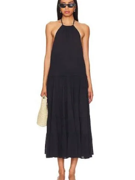 Free People Black SOMEWHERE SUNNY MAXI Dress Large - Image 2
