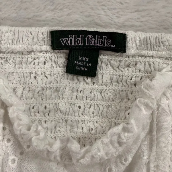 Wild Fable XXS White Eyelet Corset Top Puff Sleeve Cottagecore Coquette Summer - Image 6