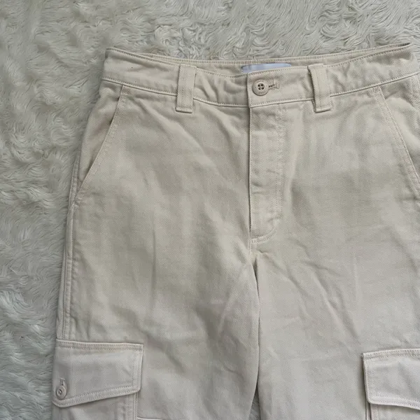 Aritzia Tna Pants Troop Cargo Pant Mid-Rise Utility 100% Cotton Cream Sz 4 - Image 4