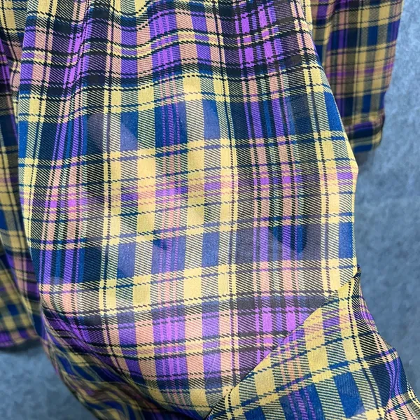 Love Fire Sheer Plaid Shirt Dress Long Sleeve Button Front Casual Size‎ Small - Image 3