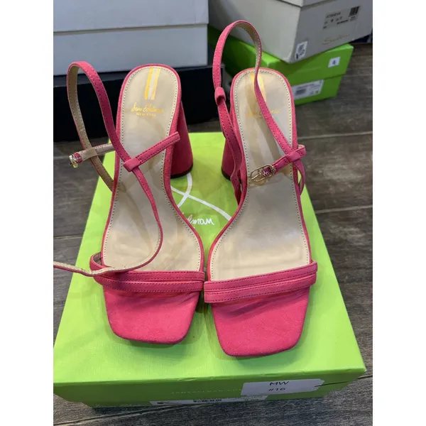 Sam Edelman Kit Dahlia Pink Square Toe Slingback Cylindrical Block Heel Sandals‎ - Image 2