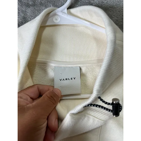 Varley Woods Sweat Sweatshirt Medium Ivory Cream Mock Neck Pullover‎ Athleisure - Image 3