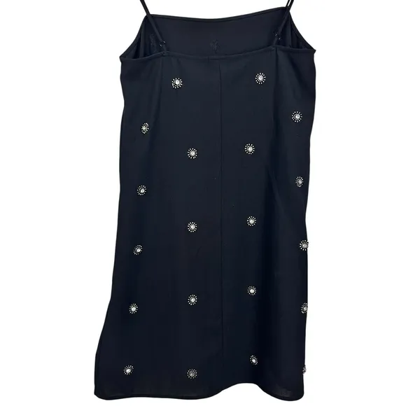 H&M Appliquéd Holiday Party Slip Dress Pearl Rhinestones Embellished Black Sz S - Image 7