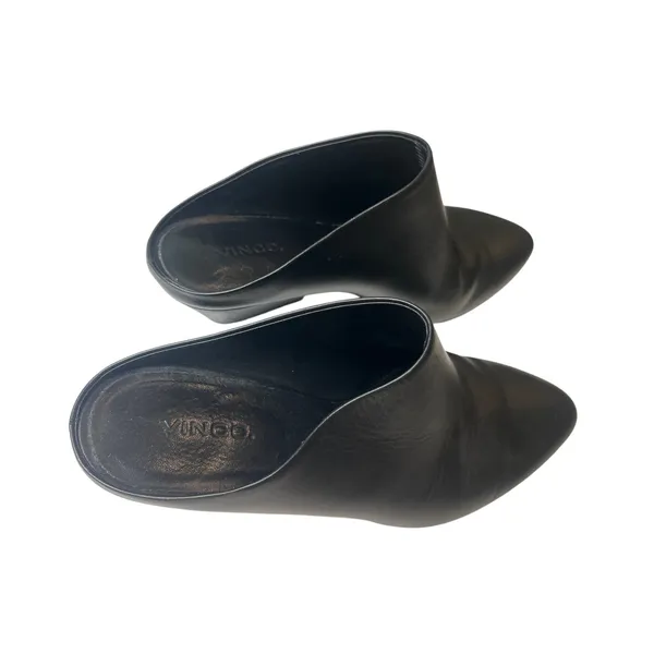 7 Vince Vigo Black Leather Mule minimalist Block Heel Bootie Backless Slip-on - Image 4