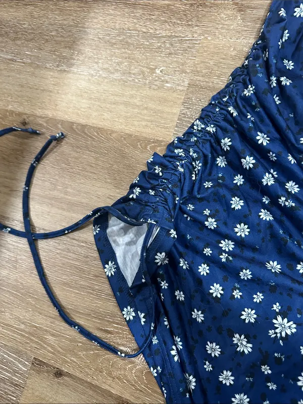 Women’s Navy Blue Floral Wide-Leg Jumpsuit - halter top - Image 2