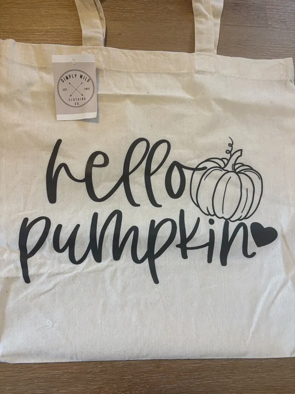 Hello Pumpkin Fall Halloween Tote Bag White - Image 2