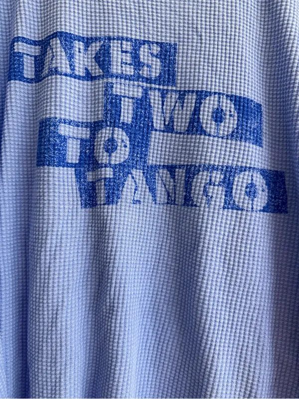 Aerie Offline Blue Oversized Takes Two To Tango Graphic Waffle Knit Top - size L - Image 2