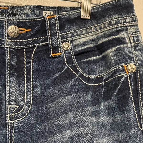 Miss Me Size 31 Signature Bootcut Jeans Y2K Embellished Bling Distressed Denim - Image 8