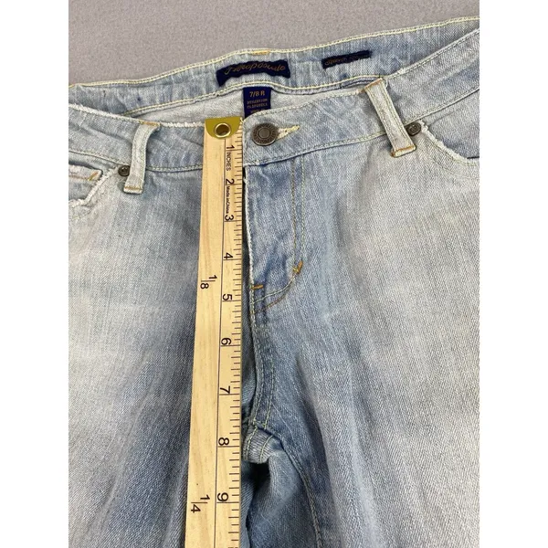 Aeropostale Jeans Womens 32x32 Blue Flower Embroidery Flare Tag 7/8 Indie Boho - Image 7