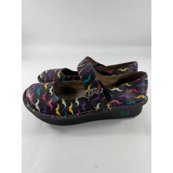 Alegria Paloma Mustache Leather Mary Jane Clogs Black Multi PAL-222 Size 39 - Image 3