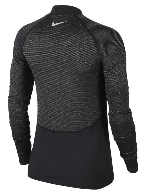 Women's Nike Pro Warm Long sleeve mockneck black/silver reflective top size M - Image 3