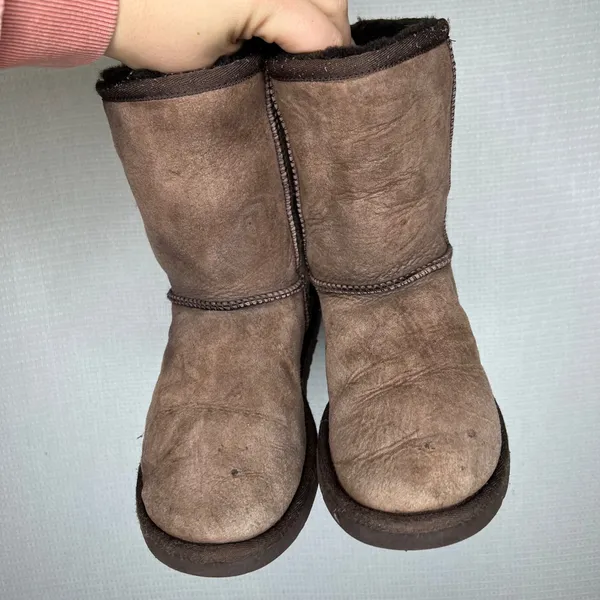 UGG Australia Classic Boots‎ Chocolate Suede Sheepskin Lined Women US 6 - Image 2