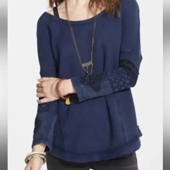 Free People You Don't Own Me Henley Thermal Sweater M boho - Image 13