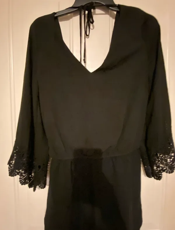 BCX Black Long-Sleeve Lace Shorts Romper - Image 5