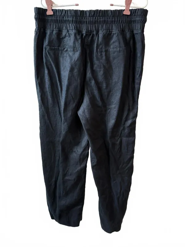 Quince Black Linen Drawstring Pants Size L - Image 2