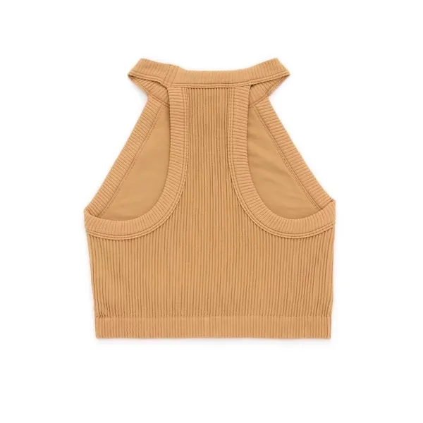 Aerie Superchill Seamless Cropped Halter Tank Womens‎ M Brown Ribbed Minimalist - Image 3