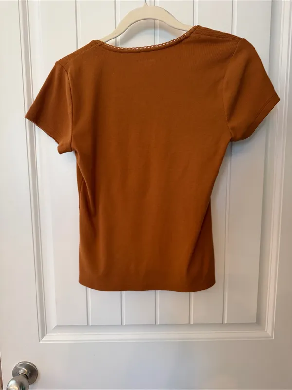 Old Navy Square Neck Short Sleeve Top in Rust Brown - Image 2