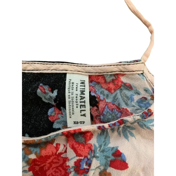 Intimately Free People Floral Halter‎ Top XS Black Pink Boho Trapeze Flowy - Image 2