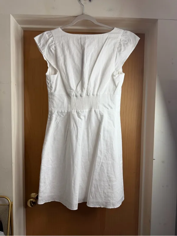 NWT! Banana Republic White Linen Cotton Blend Button-Front Dress Size 6 - Image 5