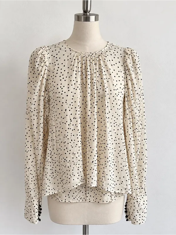 Essentiel Antwerp Zeyboard Top Polka Dot In Black And‎ White Sz s - Image 3