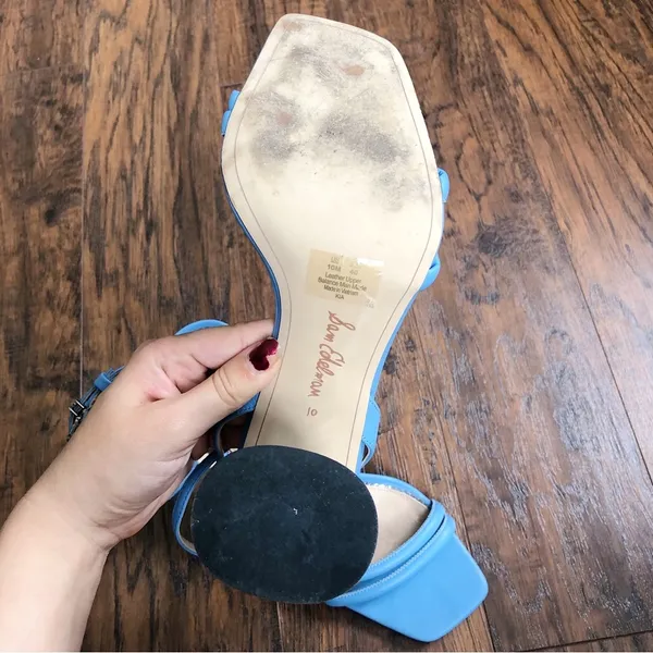 Sam Edelman • Kia Block Heel Sandal ankle strap square toe True Blue snakeskin - Image 9