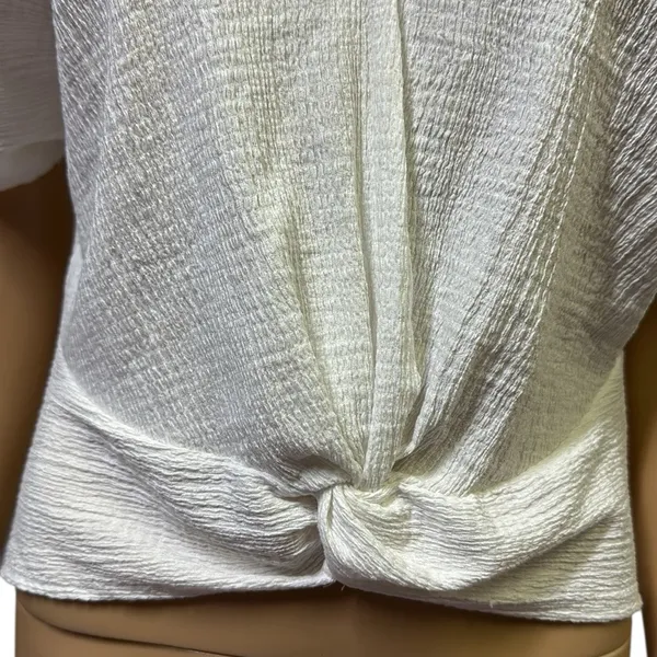 Zara White Gauze Twisted Front Dolman Short Sleeve Lightweight Top Womens Small - Image 6